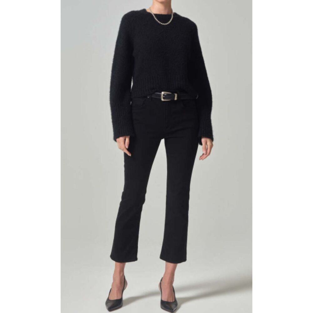 Isola Mid Rise Cropped Boot In Plush Black 32